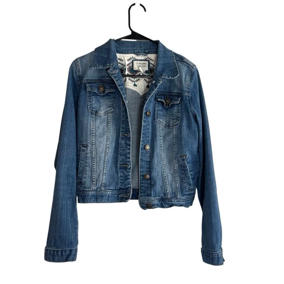 I LOVE H81 Jacket Womens M, Medium Wash Denim Jean Cropped Jacket - Picture 1 of 5